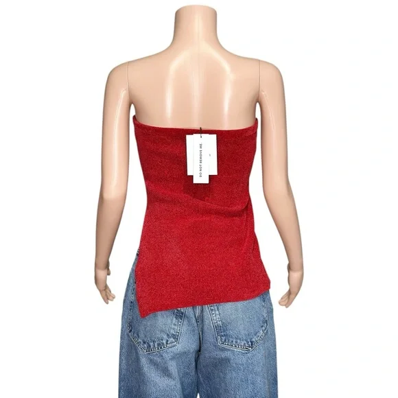WITH JÉAN Belle Crushed Velvet Strapless Top, Red, Medium - Picture 7 of 11
